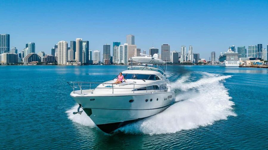 From North Bay Village: Private Boat Party with Champagne - A champagne welcome before the yacht gets moving
