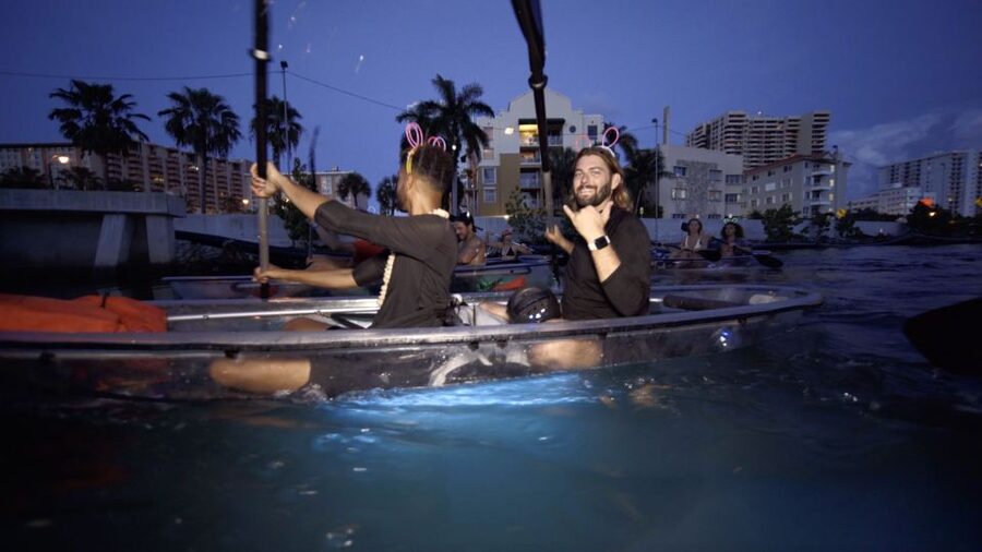 Lighted Clear Kayaks at Night w/ Champagne in Miami Beach - What happens during the 1.5-hour outing