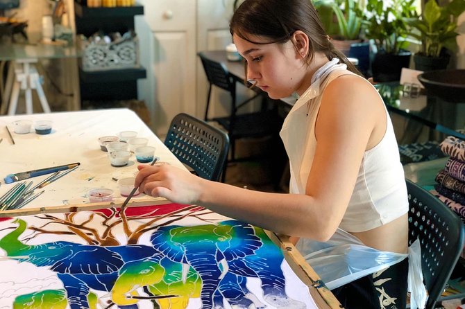 Make and Paint a Malaysian Batik Scarf in Aventura, Florida - Painting the 100% cotton scarf