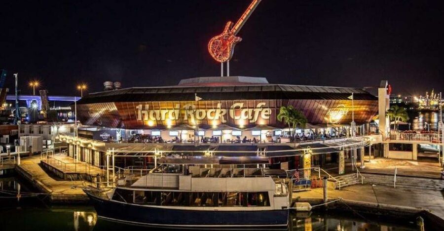 Meal at Hard Rock Cafe Miami at Biscayne Marketplace - Music memorabilia before and after dinner