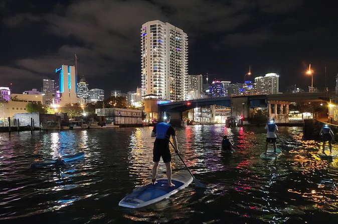 Miami City Lights Night SUP or Kayak - Downtown boats, yachts, and river traffic