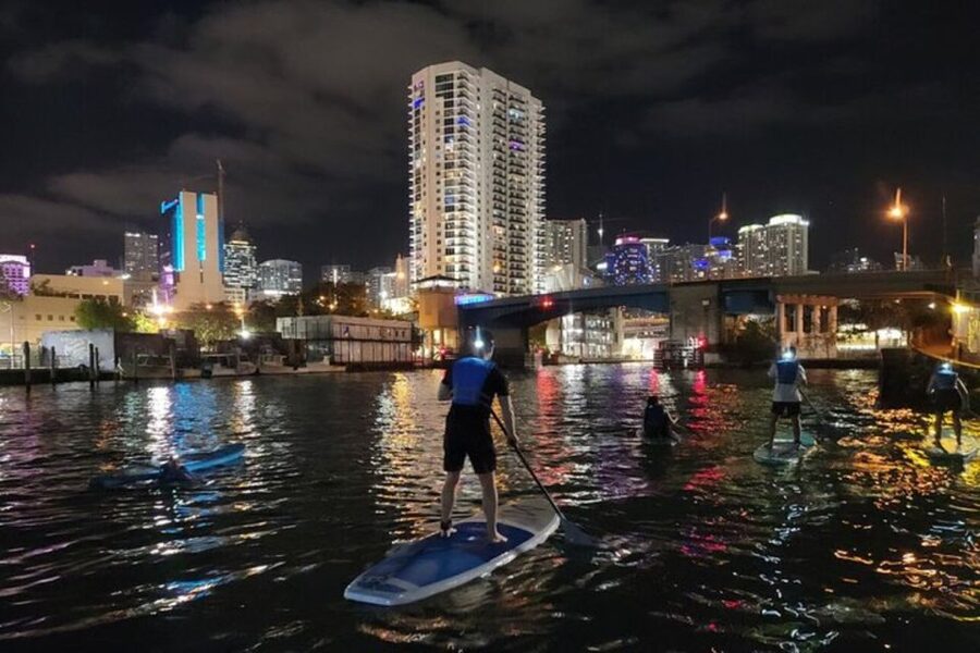 Miami: City Lights SUP or Kayak Night Tour - Meeting under I-95 and getting ready