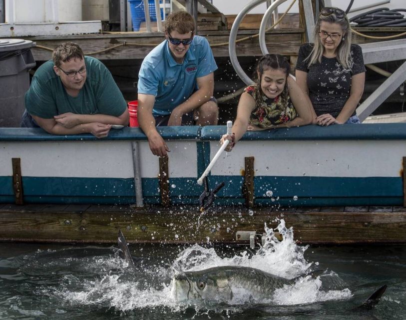 Miami: Giant Fish Feeding Experience - Using the feeder handles with children