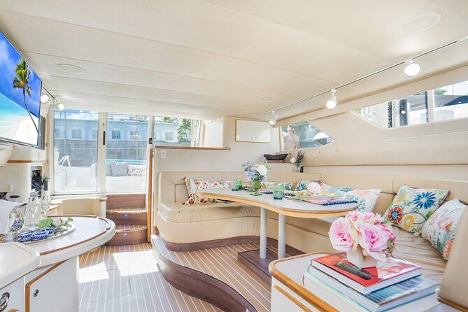 Private Yacht Tour Miami - The boat, captain, and onboard supplies